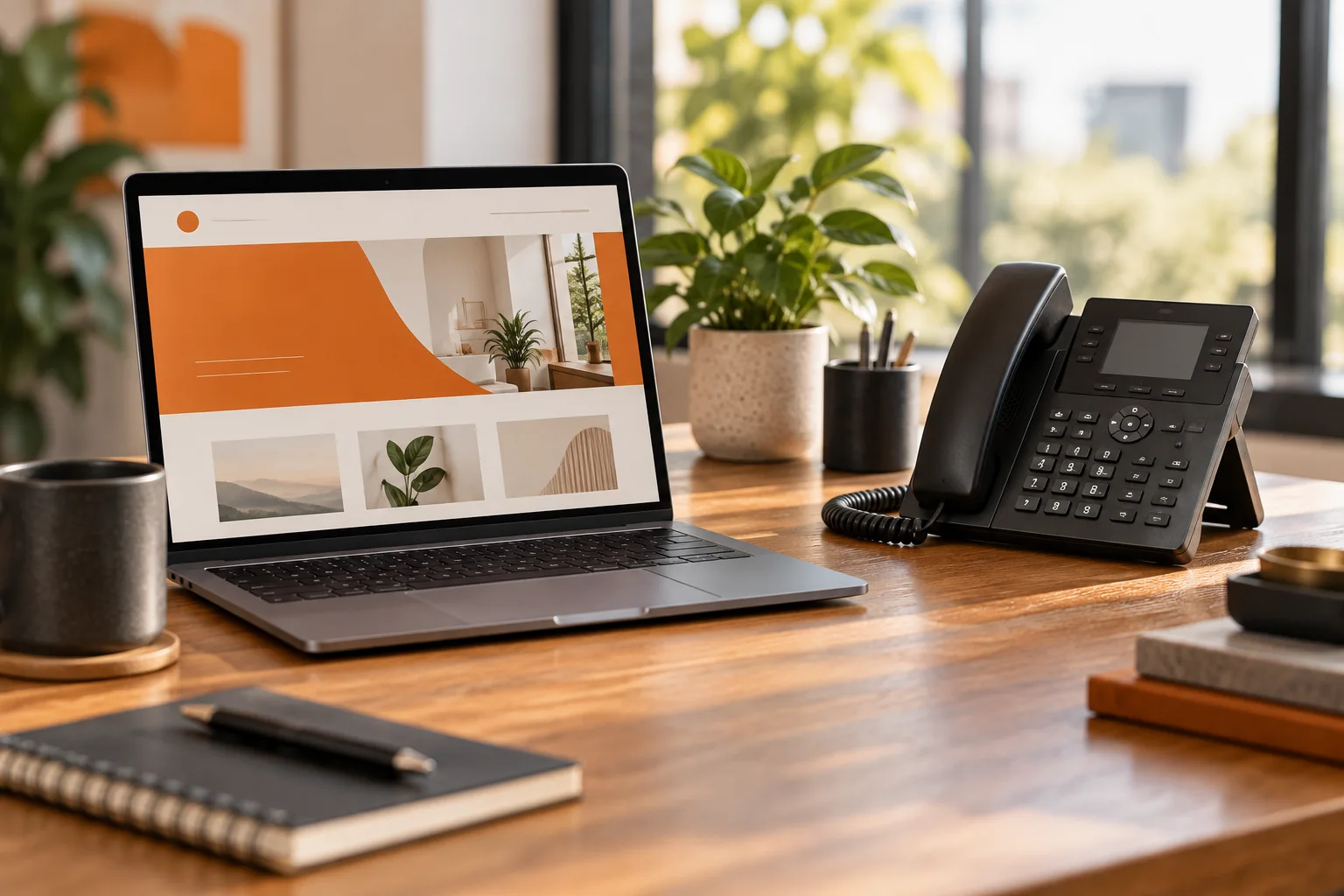 A small business workspace with connected technology